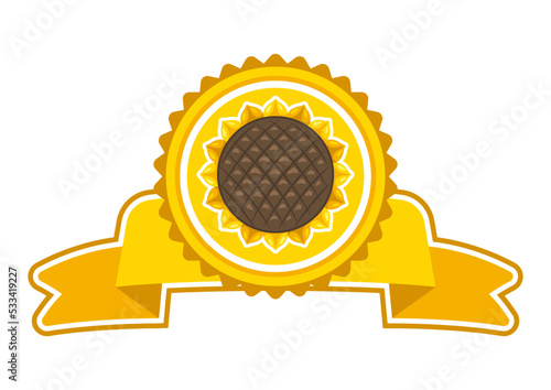 Illustration of sunflower oil label. Image for culinary and agriculture.