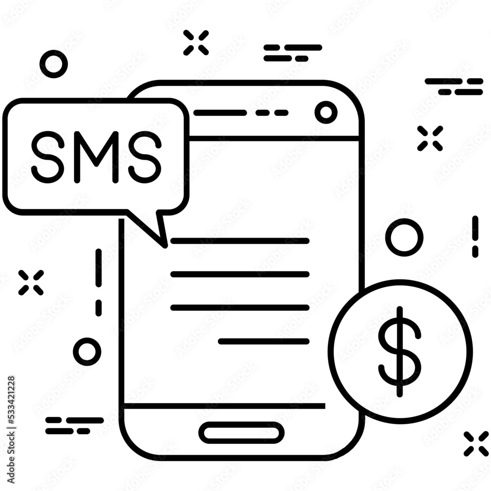 Fototapeta premium Sms Banking Line Vector Icon 