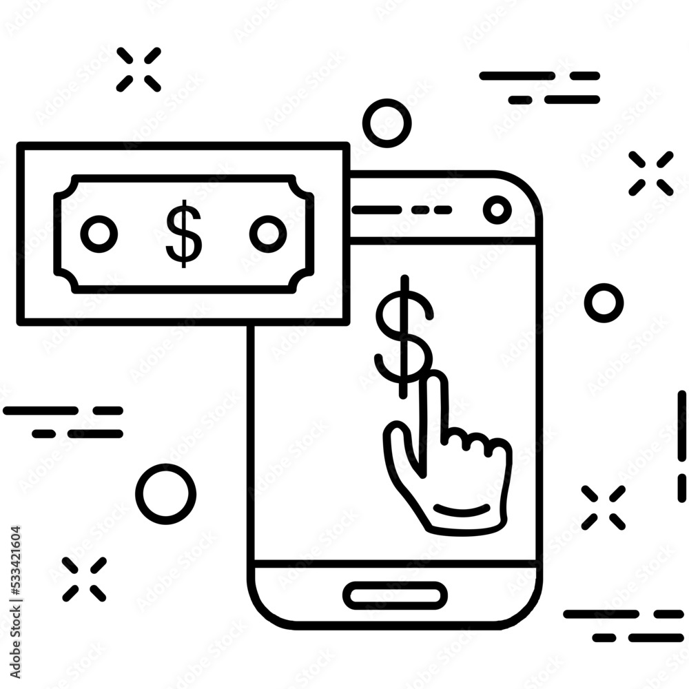 Mobile Banking Line Vector Icon Mobile Banking Line Vector Icon