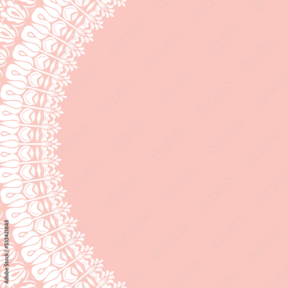 Oriental vector half-round frame with arabesques and floral elements. Floral border with vintage pattern. Greeting card with circle and place for text Oriental vector half-round frame with arabesques and floral elements. Floral border with vintage pattern. Greeting card with circle and place for text