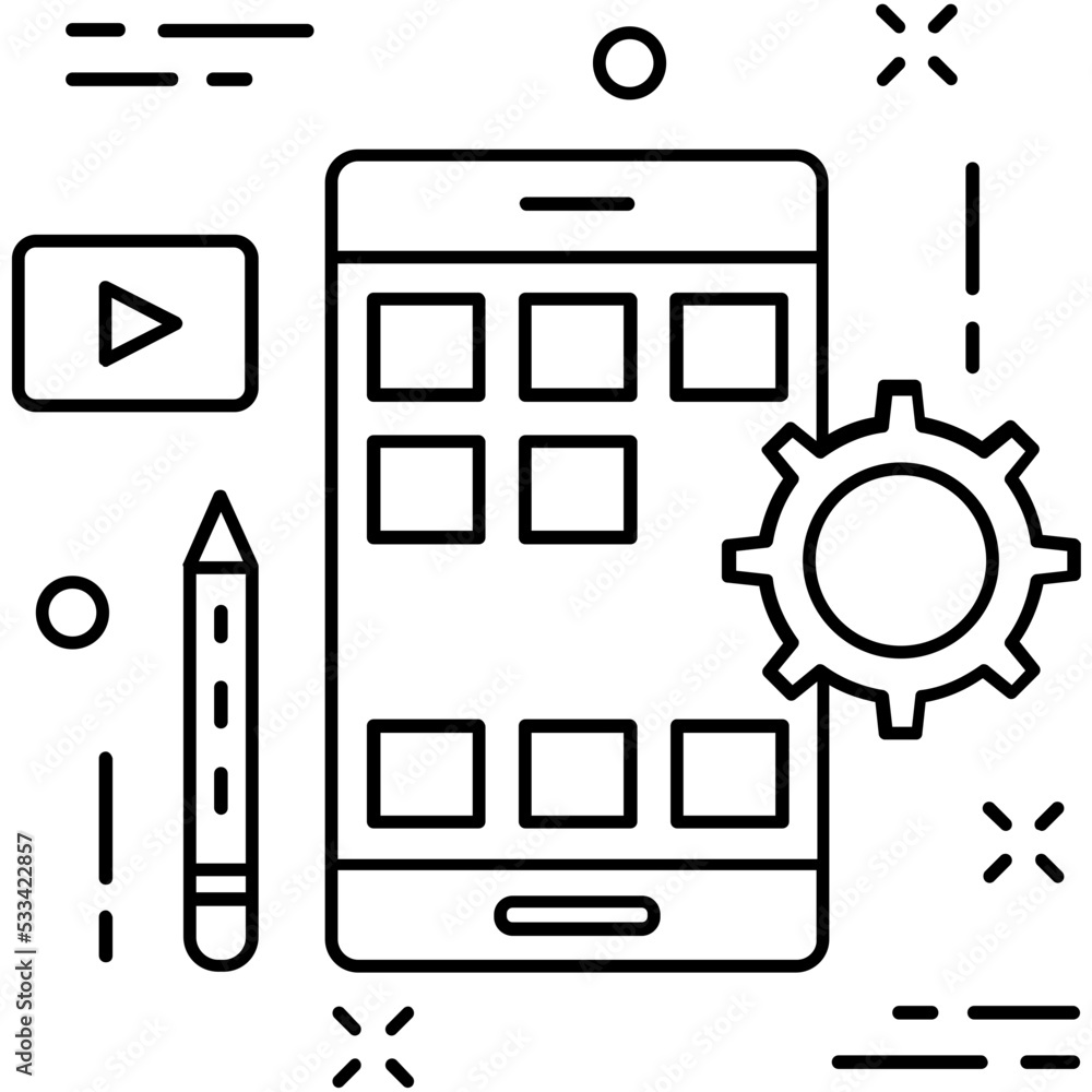 Mobile Development Line Vector Icon Mobile Development Line Vector Icon