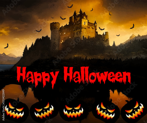 Spooky and scary Halloween images and vector pumpkins background