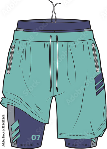 MEN AND BOYS SPORTS BOTTOM WEAR SHORTS VECTOR ILLUSTRATION