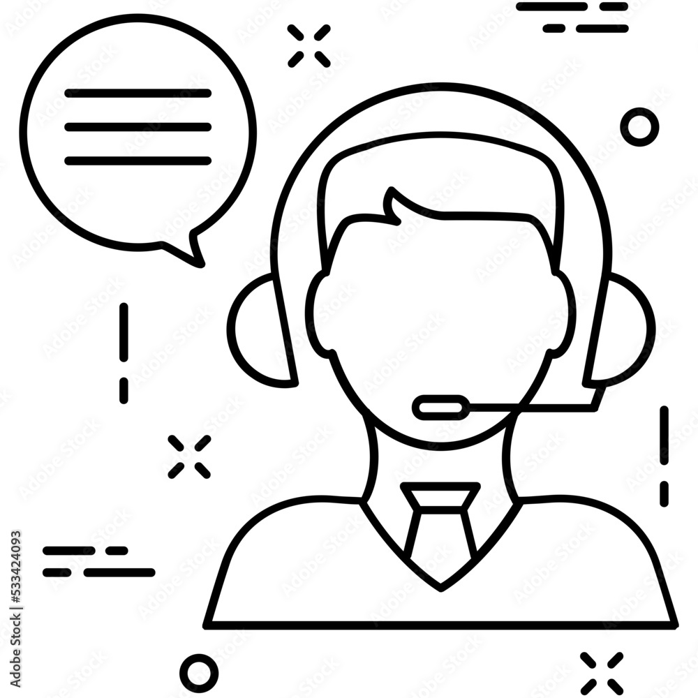 Customer Service Line Vector Icon Customer Service Line Vector Icon