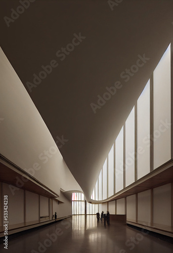 abstract 3d artwork building with white tones black and white 