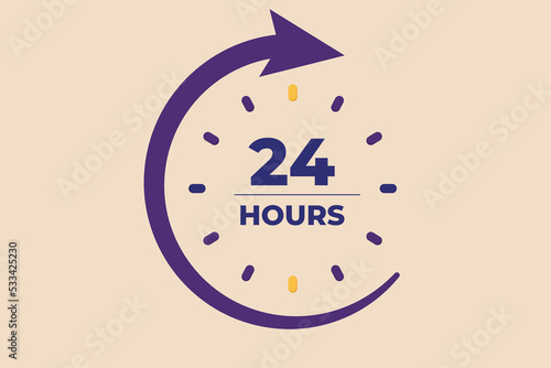 24 hours, twenty four hour icon.. Timer concept. Vector illustration.