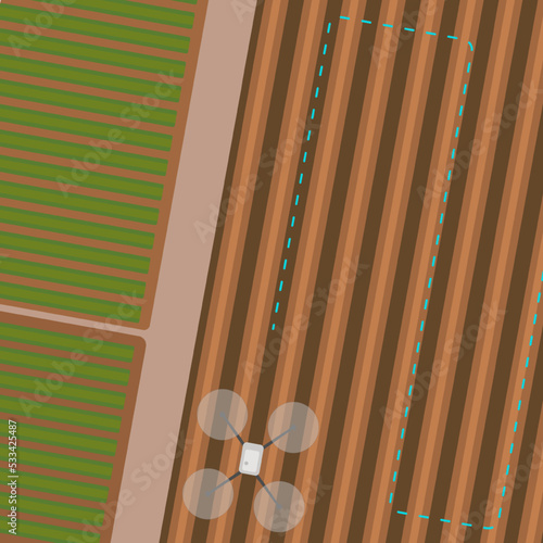 vector agricultural drone in process 