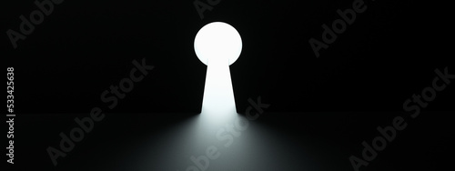 keyhole symbol of hope or success, 3d render, panoramic image photo