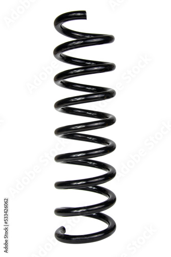 Black automobile coil spring isolated on the white background