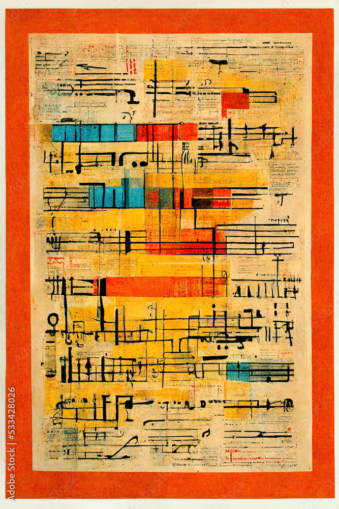 artwork of music and colours, stripes and patterns