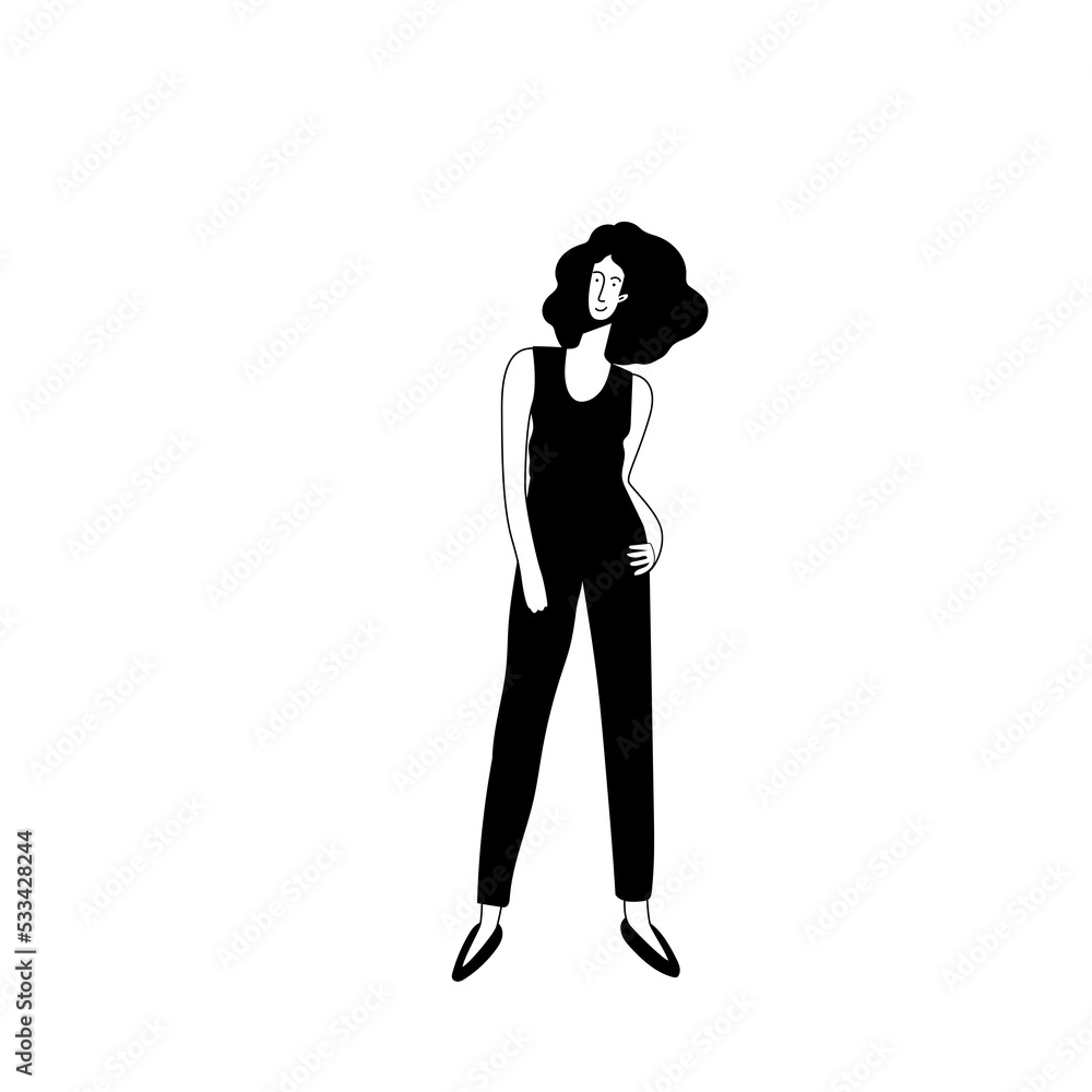 Doodle Woman Fashion Style Cartoon Character Silhouette Person Symbol Icon