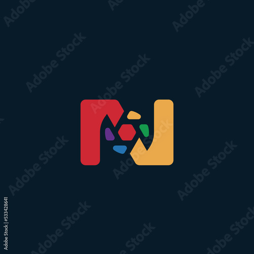 The letter N logo and camera lens, in a colorful scheme,