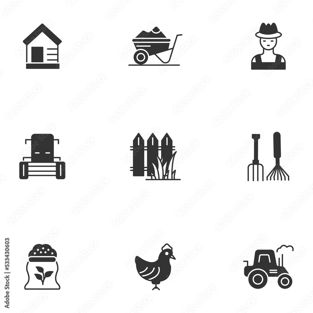 farm and agriculture icons set . farm and agriculture pack symbol vector elements for infographic web farm and agriculture icons set . farm and agriculture pack symbol vector elements for infographic web