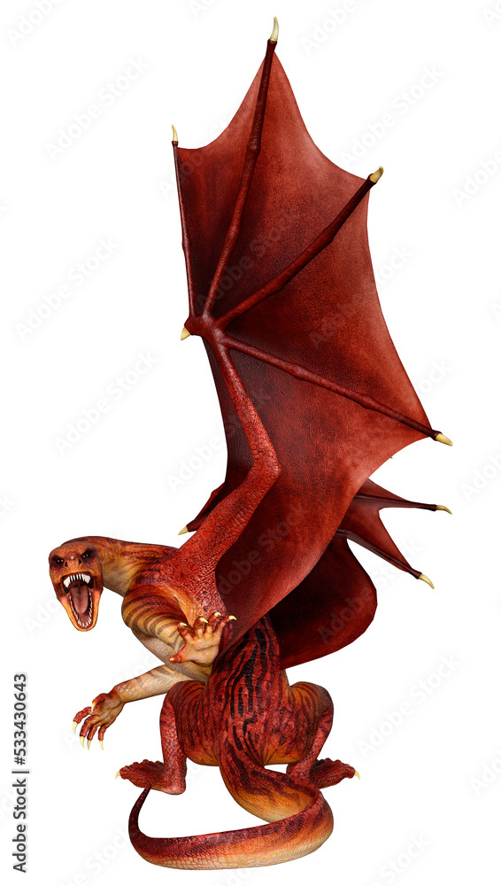 Fototapeta premium 3D Rendering Fairy Tale Dragon on White