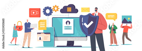 Cyber Safety, Computer Security, Internet Privacy, Data Protection, Virtual Private Network and Cloud Storage Concept
