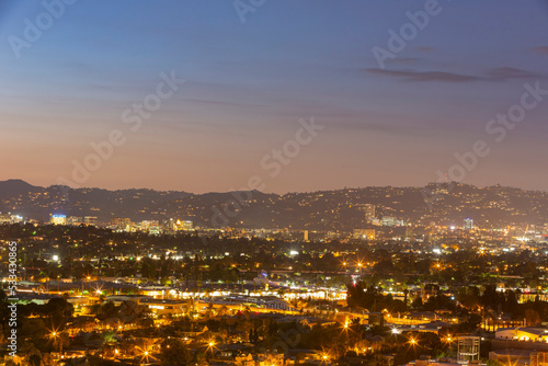 High angle view of the Los Angeles downtown