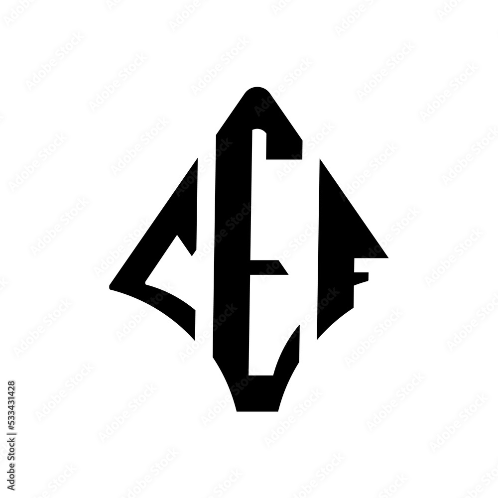 CEF letter logo design. CEF modern letter logo with black and white