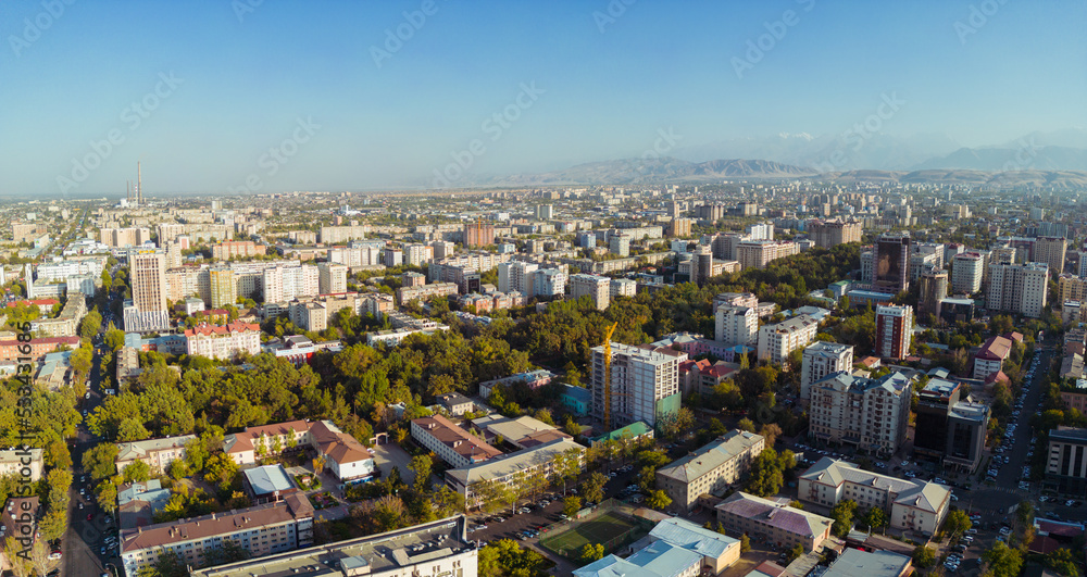 Panoramic aerial view of Bishkek city Kyrgyzstan