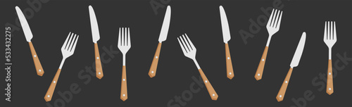 knife and fork. kitchen tools. for cutting culinary banner