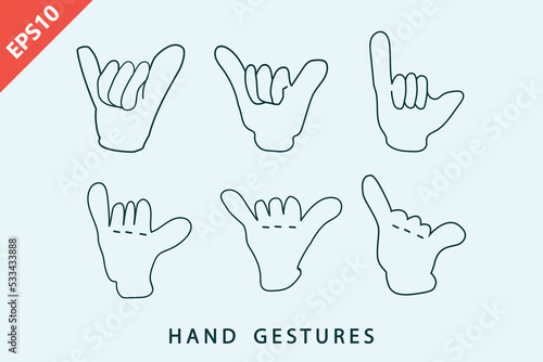 shaka hand gesture sign design vector flat isolated illustration