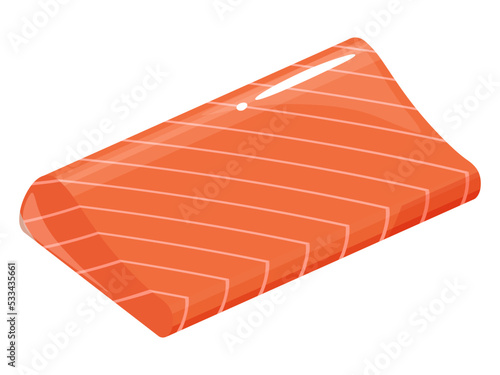 サーモンの切り身のイラスト_刺身