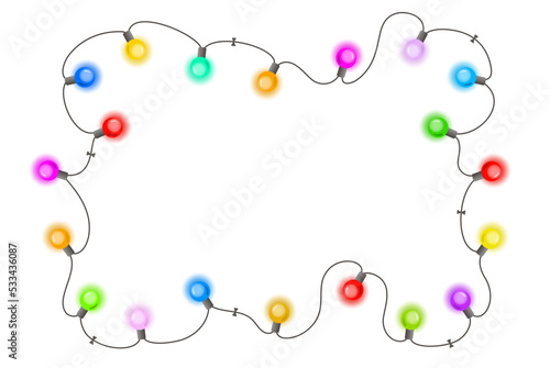 Vector illustration of chains of multicolored lights.
Free space for your design.