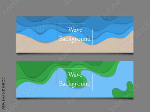 Vector beach and see wave abstract background banner template for business and marketing and advert, website, poster, media design small shadow grey background
