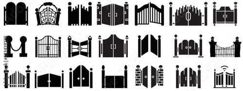 Set of gate icon. gate silhouette vector illustration collection.