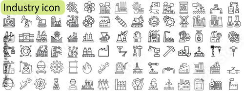 Set of industry icon collection with editable stroke.