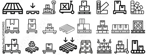 Pallet tray icons set. 