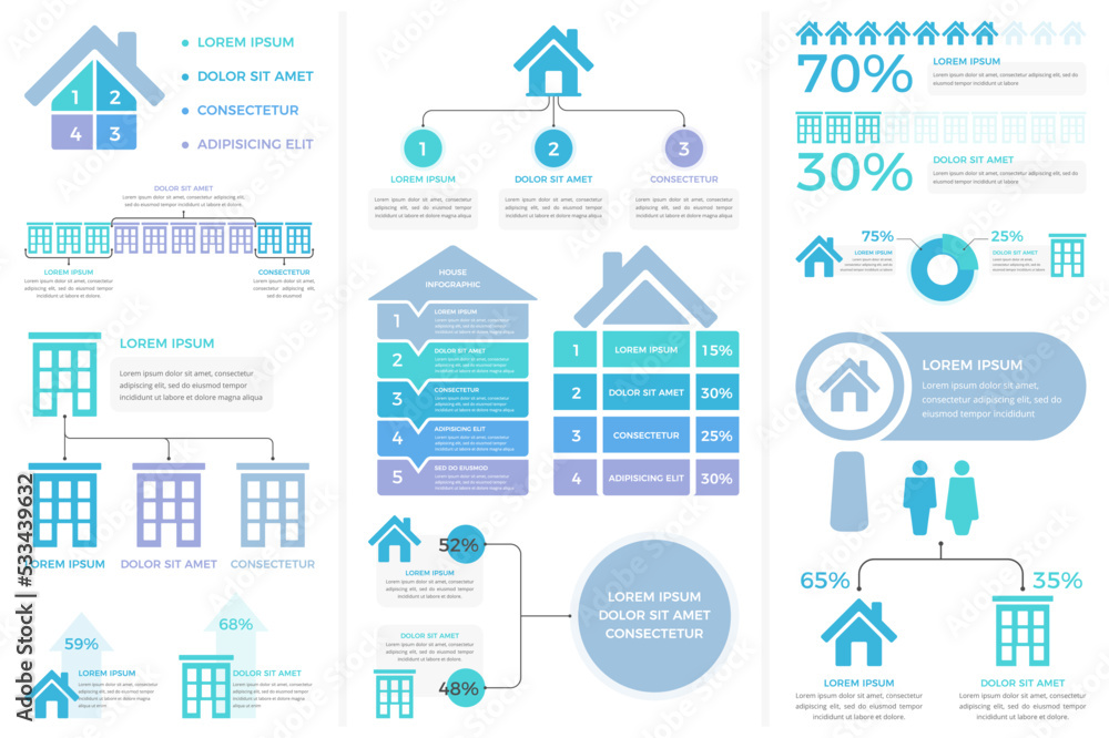 Fototapeta premium Infographic templates with houses, real estate infographics