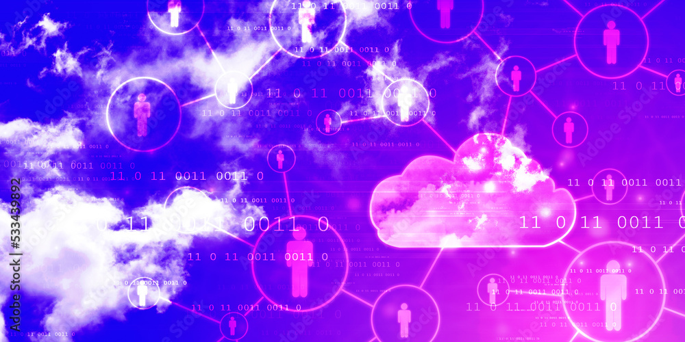 Fototapeta premium 2d rendering technology Cloud computing 