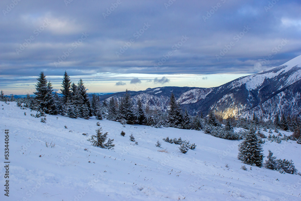 Winter landscape - Rax Mountain in the Austrian Alps, Lower Austria