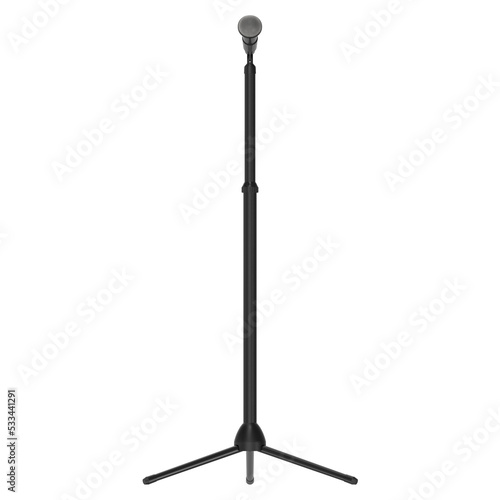 3D rendering illustration of a microphone on stand
