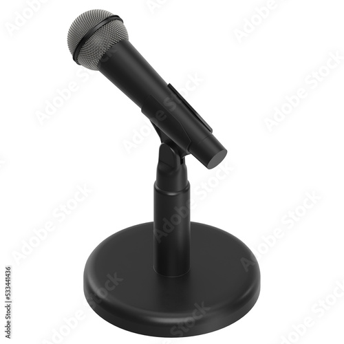 3D rendering illustration of a microphone on stand