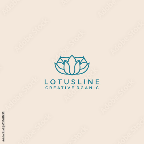 Lotus line logo desing icon vector