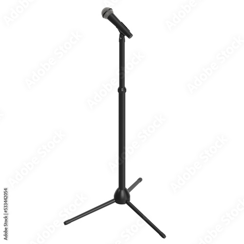 3D rendering illustration of a microphone on stand photo