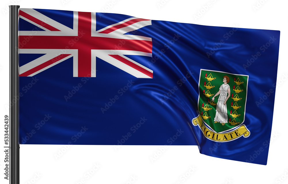 Fototapeta premium British Virgin Islands national flag, waved on wind, PNG with transparency