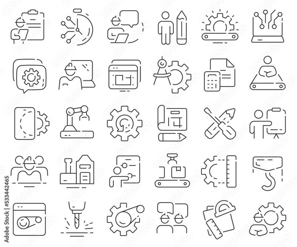 Engineering line icons collection. Thin outline icons pack. Vector illustration eps10