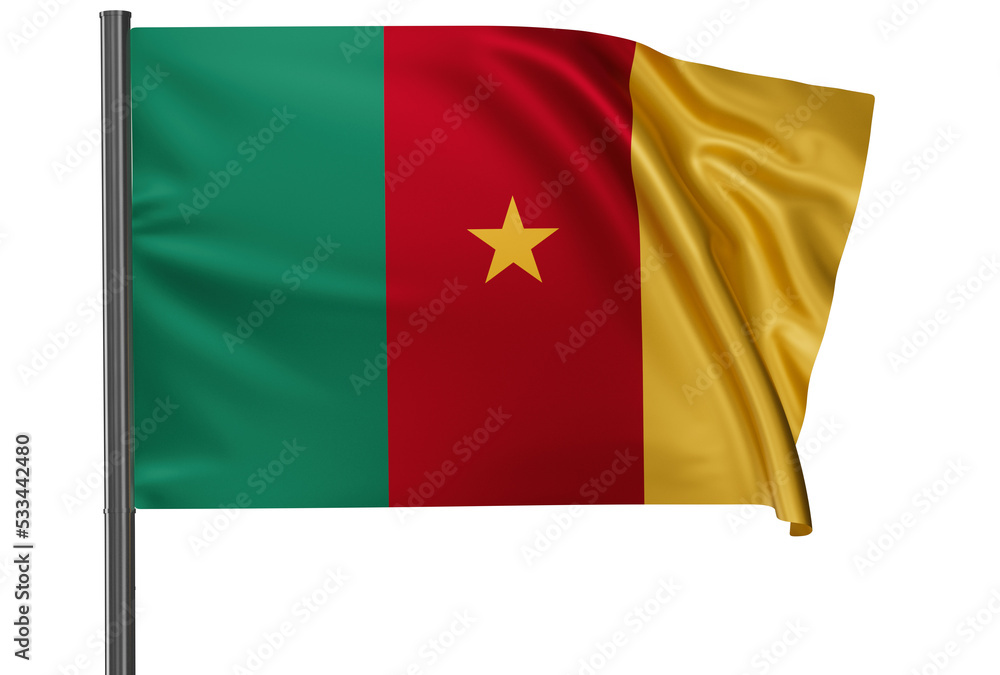 Cameroon national flag, waved on wind, PNG with transparency Cameroon national flag, waved on wind, PNG with transparency