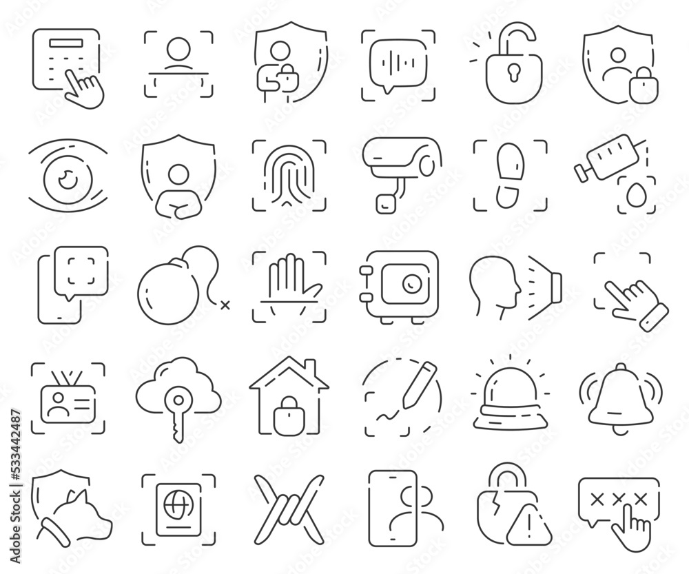 Security system line icons collection. Thin outline icons pack. Vector illustration eps10