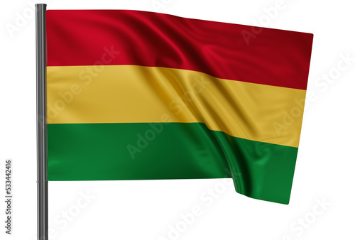 Bolivia national flag, waved on wind, PNG with transparency