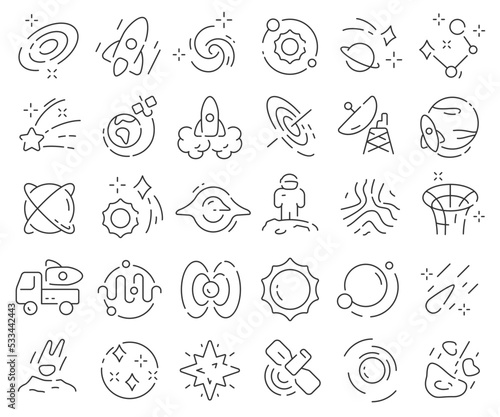 Galaxy line icons collection. Thin outline icons pack. Vector illustration eps10