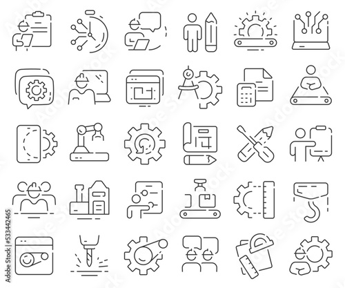 Engineering line icons collection. Thin outline icons pack. Vector illustration eps10