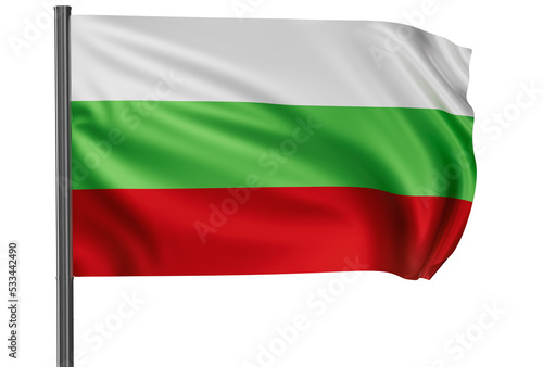Bulgaria national flag, waved on wind, PNG with transparency