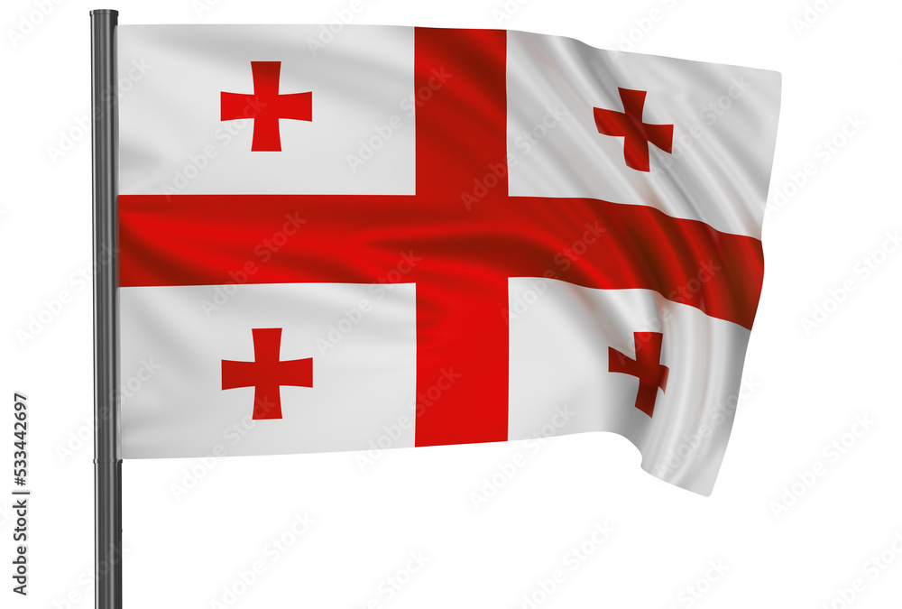 Georgia national flag, waved on wind, PNG with transparency