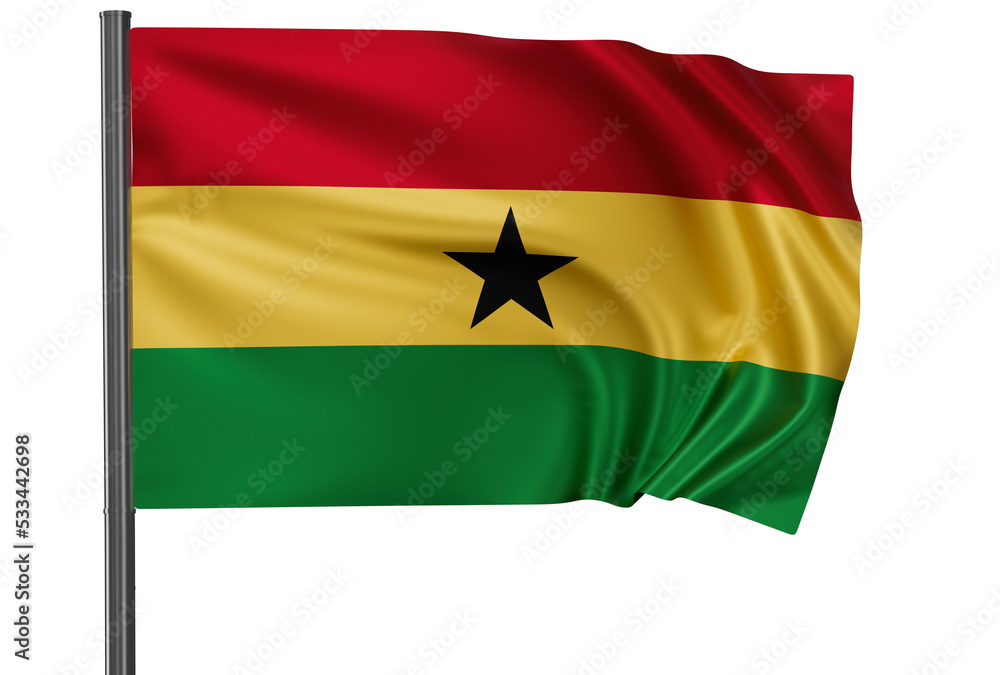 Ghana national flag, waved on wind, PNG with transparency Ghana national flag, waved on wind, PNG with transparency