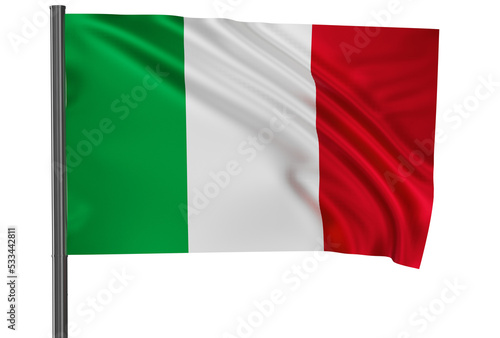 Italy national flag, waved on wind, PNG with transparency