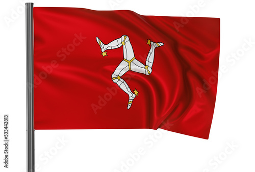 Isle of man  flag, waved on wind, PNG with transparency photo