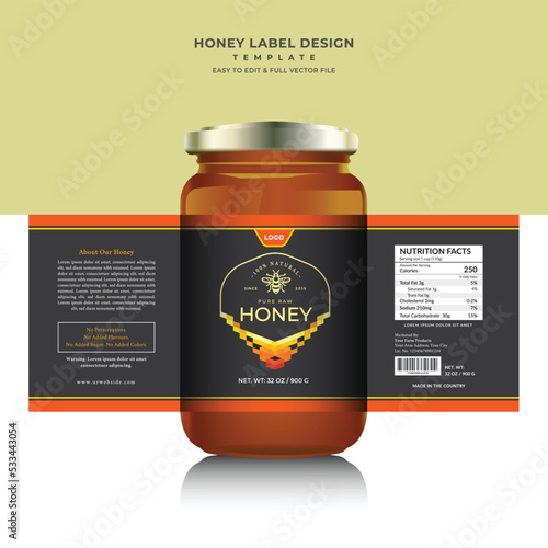 Honey jar label packaging design